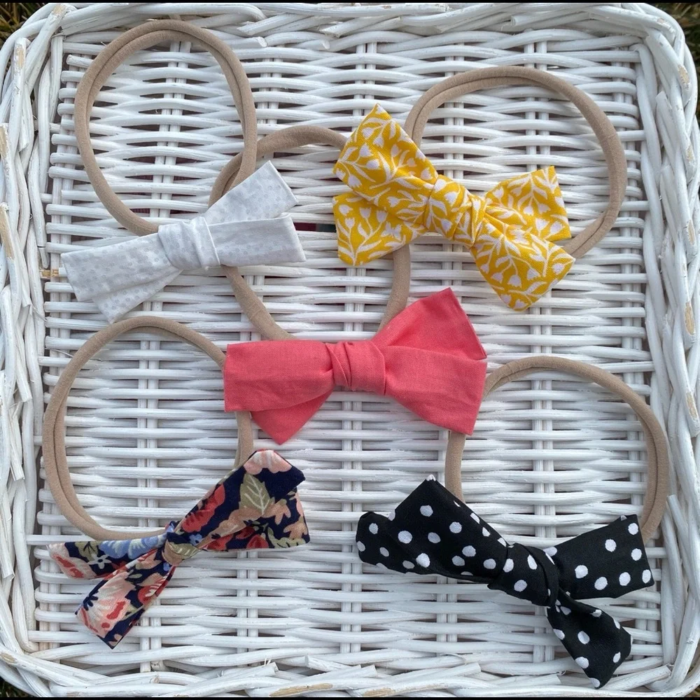 Bundle of 5 handmade nylon headband bows